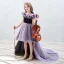 Chic / Beautiful Lavender Sequins Birthday Flower Girl Dresses 2022 A-Line / Princess Scoop Neck Ruffle Short Sleeve Court Train Flower Girl Dresses