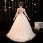 Chic / Beautiful Champagne Beading Sequins Birthday Flower Girl Dresses 2022 Ball Gown Scoop Neck 3/4 Sleeve Sweep Train Flower Girl Dresses