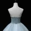 Chic / Beautiful Sky Blue Pearl Sequins Prom Dresses 2022 Ball Gown Strapless Sleeveless Backless Floor-Length / Long Formal Dresses