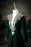 Vintage / Retro Dark Green Beading Sequins Velvet Prom Dresses 2025 A-Line / Princess V-Neck Long Sleeve Floor-Length / Long Prom Formal Dresses