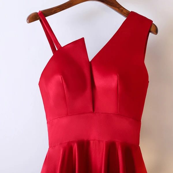 Chic / Beautiful Red Formal Dresses Evening Dresses 2017 V-Neck Zipper Up Sleeveless Ankle Length Empire