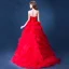 Sexy Rouge Asymétrique Robe De Mariée 2020 Robe Boule Bustier Cristal Appliques Ceinture Sans Manches Dos Nu Volants en Cascade Tribunal Train