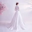 Élégant Ivoire Robe De Bal 2020 Princesse Encolure Dégagée Dentelle 3D Perlage Faux Diamant Paillettes 3/4 Manches Tribunal Train Robe De Ceremonie