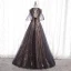 Charming Black Gold Glitter Prom Dresses 2020 A-Line / Princess Scoop Neck Beading Crystal Sequins Sleeveless Backless Floor-Length / Long Formal Dresses