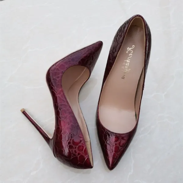 Fine Burgunder Aften Pumps 2020 12 cm Stiletthæler Spisse Pumps