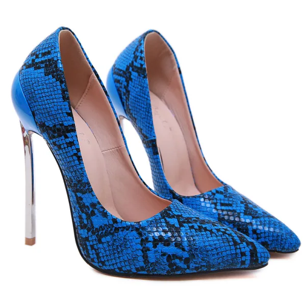 Schöne Multifarben Abend Pumps 2020 Schlangenhautmuster 13 cm Stilettos Spitzschuh Pumps