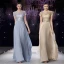 Élégant Champagne Robe De Soirée 2018 Princesse Paillettes Ceinture Encolure Dégagée Manches Courtes Longue Robe De Ceremonie