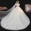 Illusion Champagne Lace Flower Sequins Wedding Dresses 2021 Ball Gown High Neck Ruffle Short Sleeve Backless Cathedral Train Wedding