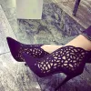 Affordable Black Casual Pierced Womens Sandals 2020 11 cm Stiletto Heels Pointed Toe Sandals