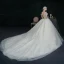 Simple Ivoire Robe De Mariée 2021 Robe Boule De l'épaule Perlage Cristal Paillettes Sans Manches Dos Nu Royal Train Mariage