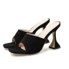 Mooie / Prachtige Zwarte Toevallig Sandalen Dames 2020 9 cm Naaldhakken / Stiletto Peep Toe Sandalen