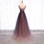 Chic / Beautiful Gradient-Color Purple Evening Dresses  2020 A-Line / Princess V-Neck Sash Sleeveless Backless Floor-Length / Long Formal Dresses