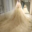 Luxe Champagne Robe De Mariée 2018 Dos Nu Robe Boule Perlage Paillettes Bretelles Spaghetti Sans Manches Royal Train Mariage