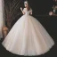Charmant Champagner Brautkleider / Hochzeitskleider 2021 Ballkleid Off Shoulder Perlenstickerei Spitze Blumen Ärmellos Rückenfreies Lange Hochzeit