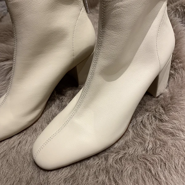 Moda Czarne Przypadkowy Buty Damskie 2020 Skórzany 7 cm Grubym Obcasie Szpiczaste Boots