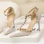 Fashion Red Evening Party Rivet Womens Sandals 2020 T-Strap 9 cm Stiletto Heels Pointed Toe Sandals