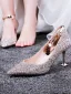 Scintillantes Or Rose Paillettes Chaussure De Mariée 2020 8 cm Talons Aiguilles À Bout Pointu Mariage Escarpins