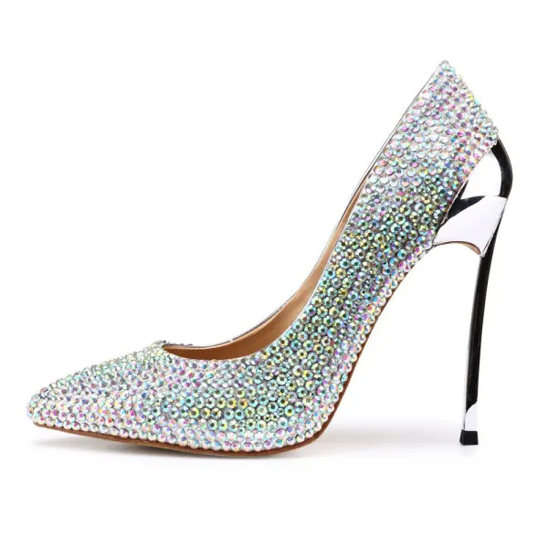 Charming Multi-Colors Rhinestone Wedding Shoes 2020 Leather 12 cm Stiletto Heels Pointed Toe Wedding Pumps