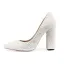 Fashion Ivory Pearl Wedding Shoes 2020 Leather 10 cm Thick Heels Pointed Toe Wedding Pumps