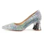 Mooie / Prachtige Multi-Kleuren Rhinestone Bruidsschoenen 2020 Leer 5 cm Dikke Hak Spitse Neus Huwelijk Pumps