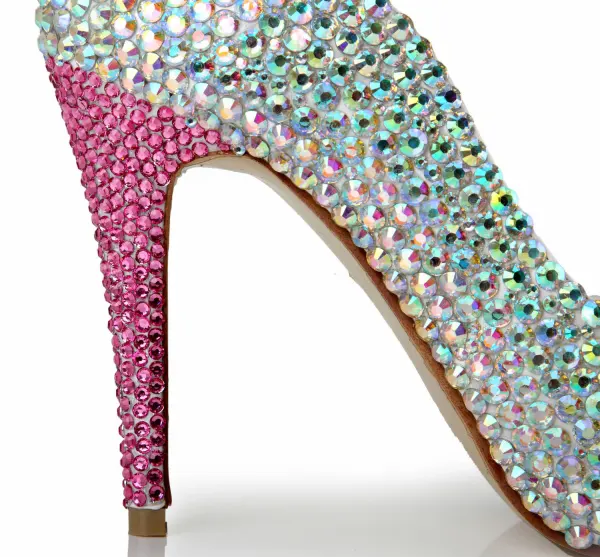 Fashion Multi-Colors Evening Party Womens Shoes 2020 Leather Rhinestone Butterfly 12 cm Stiletto Heels Open / Peep Toe High Heels