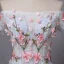 Chic / Beautiful Sky Blue Prom Dresses 2018 A-Line / Princess Appliques Crystal Pleated Off-The-Shoulder Backless Short Sleeve Floor-Length / Long Formal Dresses