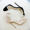 Mode Minimalistische Zwarte Toevallig Sandalen Dames 2020 Suede Enkelband 11 cm Naaldhakken / Stiletto Peep Toe Sandalen