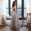 Fashion Ocean Blue Prom Dresses Evening Dresses  2021 A-Line / Princess Scoop Neck Beading Rhinestone Sequins Sleeveless Backless Floor-Length / Long Evening Party Formal Dresses