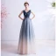 Elegant Navy Blue Evening Dresses  Sequins 2020 A-Line / Princess Ruffle V-Neck Beading Crystal Sleeveless Backless Floor-Length / Long Formal Dresses
