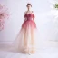 Charmant Rouge Dégradé De Couleur Robe De Soirée 2020 Princesse Bretelles Spaghetti Glitter Étoile Manches Courtes Dos Nu Longue Robe De Ceremonie