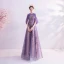 Charmant Lavande Robe De Soirée 2020 Princesse Encolure Dégagée Glitter Perlage Paillettes Cristal Sans Manches Dos Nu Longue Robe De Ceremonie