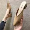 Affordable Ivory Casual Womens Sandals 2020 Thick Heels Pointed Toe Sandals