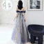 Elegante Meeresblau Abendkleider 2021 A Linie Off Shoulder Perlenstickerei Pailletten Ärmellos Rückenfreies Lange Festliche Kleider