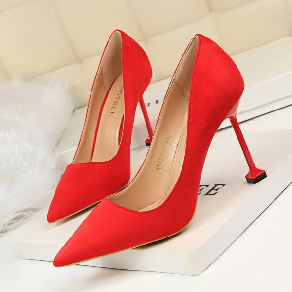 Chic / Belle Noire Désinvolte Daim Escarpins 2020 9 cm Talons Aiguilles À Bout Pointu Escarpins