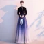 Scintillantes Océan Bleu Dégradé De Couleur Ciel étoilé Robe De Soirée 2020 Princesse Style Chinois Daim V-Cou Étoile Paillettes Manches Longues Longue Robe De Ceremonie