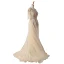 Luxe Élégant Beige Fait main Robe De Soirée 2020 Princesse U-Cou Perlage Gland Cristal Faux Diamant En Dentelle Fleur Sans Manches Dos Nu Train De Balayage Robe De Ceremonie