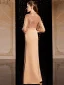 Chic Doré Robe De Soirée 2020 Princesse Encolure Dégagée Paillettes Noeud 3/4 Manches Longue Robe De Ceremonie