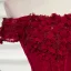 Snygga / Fina Burgundy Aftonklänningar 2020 Prinsessa Av Axeln Paljetter Spets Blomma Appliqués Korta ärm Halterneck Långa Formella Klänningar