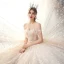 Charming Champagne Wedding Dresses 2020 A-Line / Princess Off-The-Shoulder Beading Bow Pearl Sequins Lace Flower Sleeveless Backless Court Train