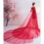 Charming Red Evening Dresses  2020 A-Line / Princess Scoop Neck Beading Sequins Lace Flower Sleeveless Cathedral Train Formal Dresses