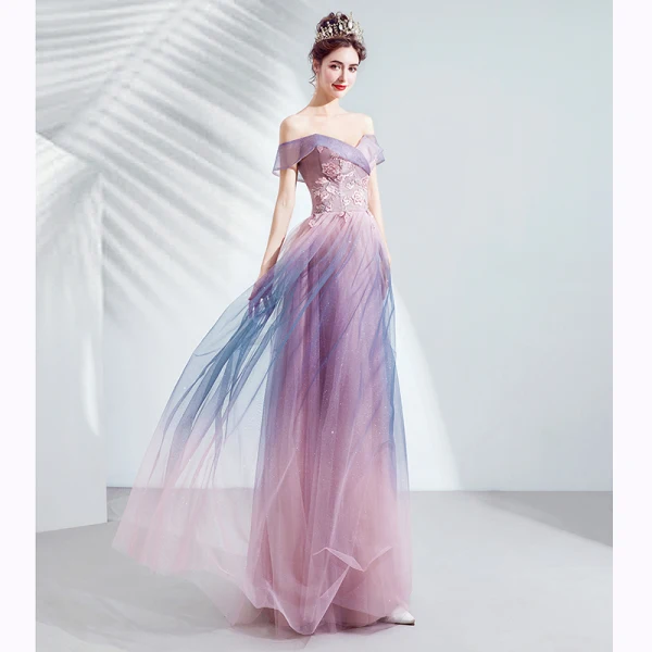 Charmant Rougissant Rose Glitter Robe De Soirée 2020 Princesse De l'épaule Perlage Cristal Paillettes En Dentelle Fleur Sans Manches Dos Nu Longue Robe De Ceremonie