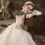 Elegant Ball Gown Champagne Empire Pregnant Wedding Dresses 2020 V-Neck Beading Sequins Lace Flower Long Sleeve Backless Cathedral Train