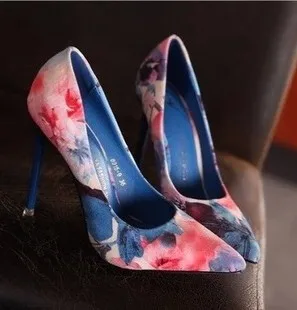 Chic / Beautiful Ocean Blue Street Wear Printing Pumps 2020 9 cm Stiletto Heels Pointed Toe Pumps