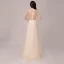 Chic / Beautiful Champagne Evening Dresses  2018 A-Line / Princess Metal Sash V-Neck Backless 1/2 Sleeves Floor-Length / Long Formal Dresses