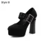 Mode Noire Vêtement de rue Boucle Escarpins 2021 11 cm Talons Épais Imperméables À Bout Pointu Escarpins
