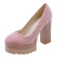 Simple Beige Vacances Daim Escarpins 2021 11 cm Talons Épais À Bout Rond Escarpins