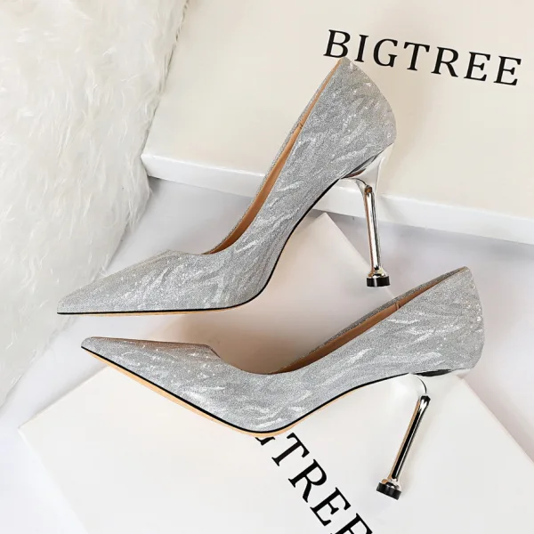 Glitter Goud Avond Pumps 2020 Pailletten 9 cm Naaldhakken / Stiletto Spitse Neus Pumps