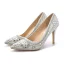Stilig Sølv Brudesko 2020 Rhinestone Paljetter 9 cm Stiletthæler Spisse Bryllup Pumps