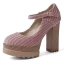 Schlicht Urlaub Schwarz Wildleder Pumps 2021 Schnalle Wasserdichte 11 cm Thick Heels Runde Zeh Pumps