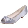 Classy Champagne Satin Bridesmaid Wedding Shoes 2020 3 cm Low Heel Open / Peep Toe Wedding Pumps